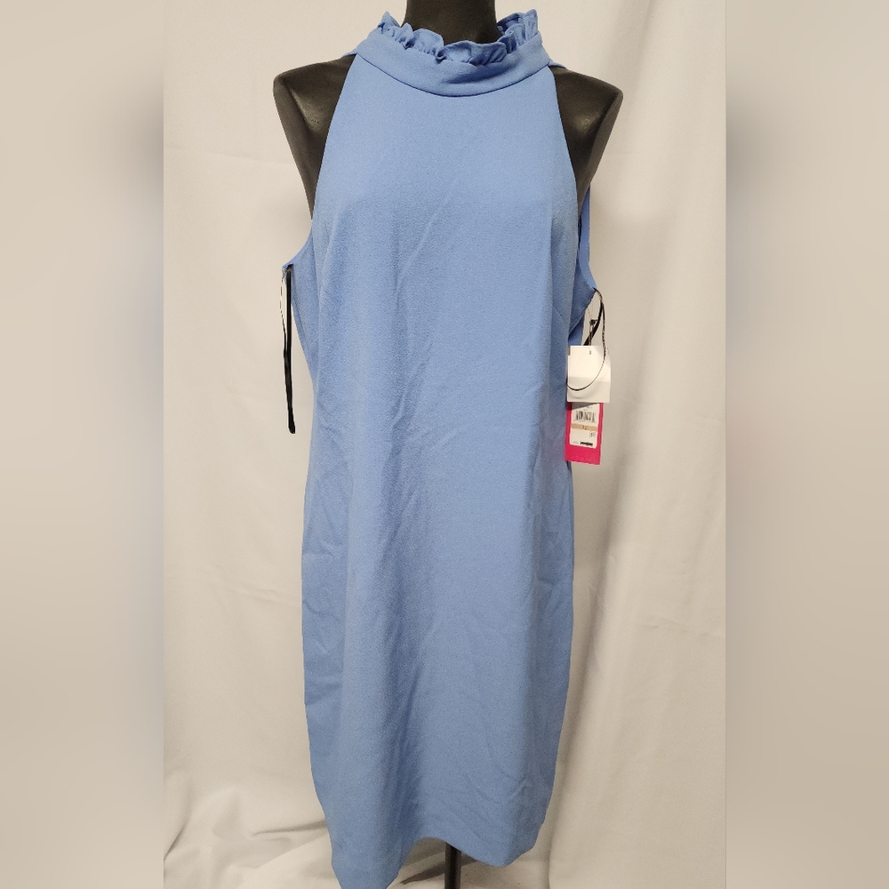 Vince Camuto ruffle trimmed high neck shift dress. Sz 12 - Picture 5 of 6